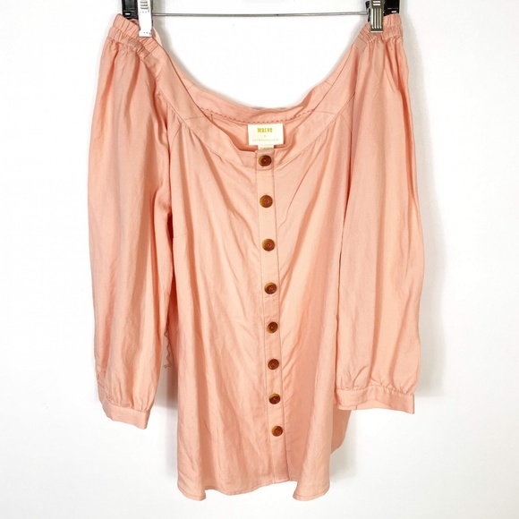 Anthropologie Maeve Alanis Belted Peach Blouse 12 - Picture 3 of 8